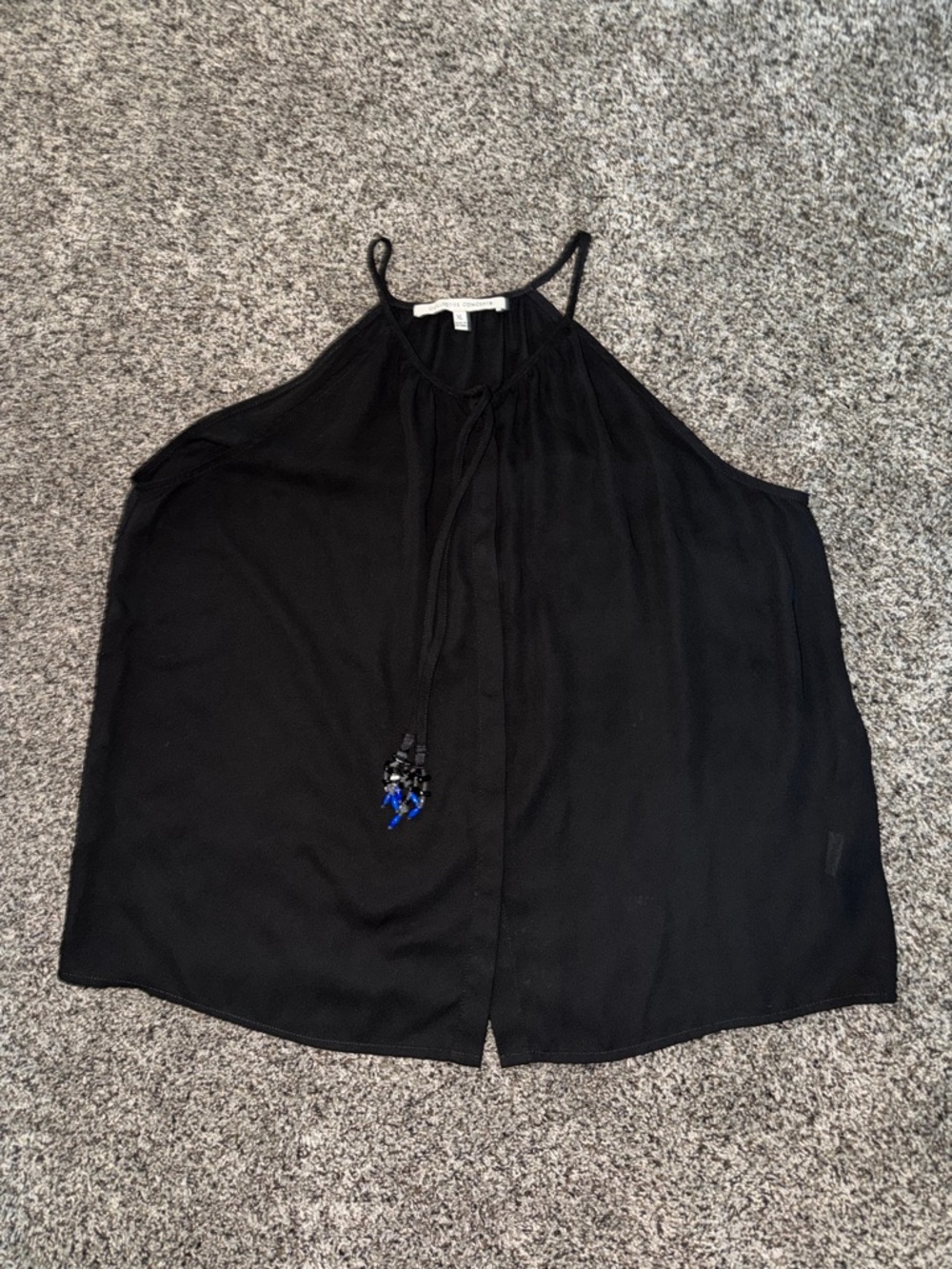 Collective Concepts Black Halter Camisole with Beaded Tassel